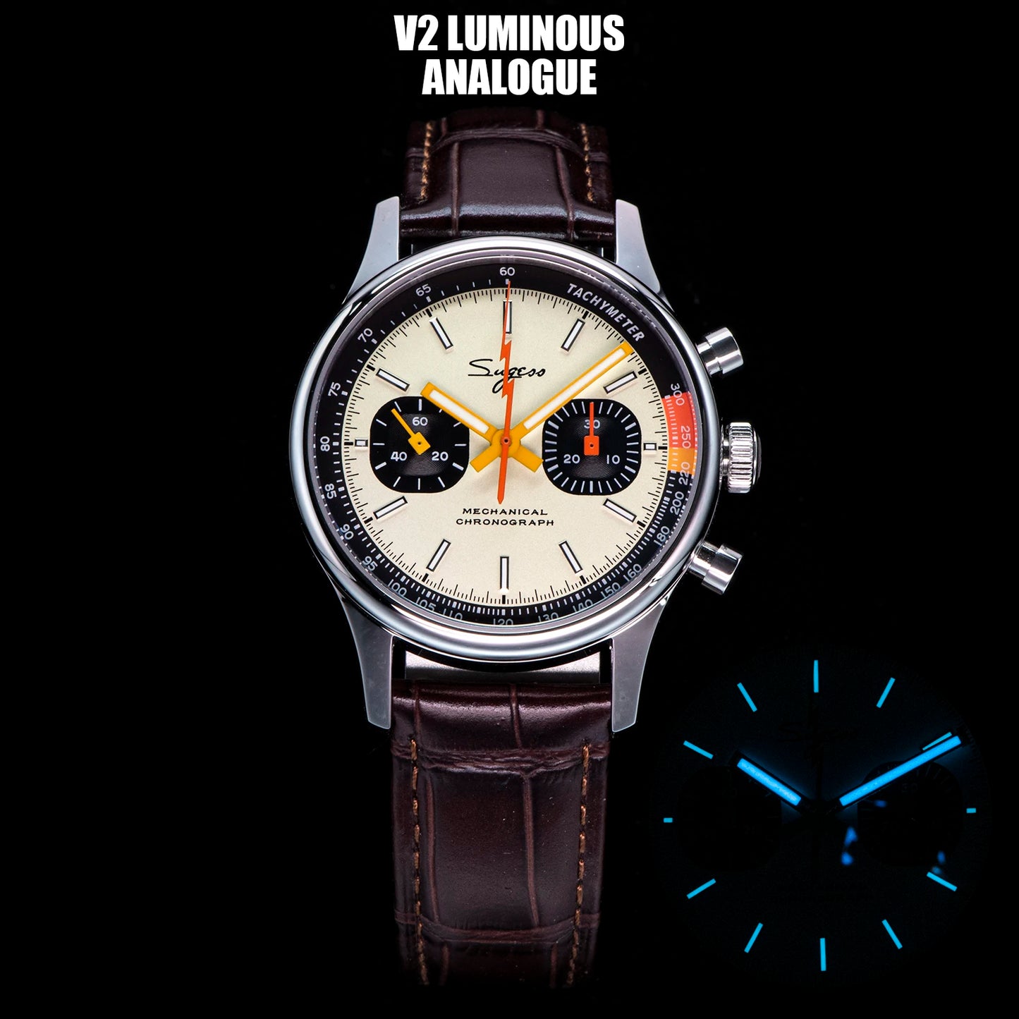 Sugess ST1901 Man Watch Mechanical Chronograph Origin Movement Swanneck Wristwatch Official Pilot Sappire Crystal Military Limit