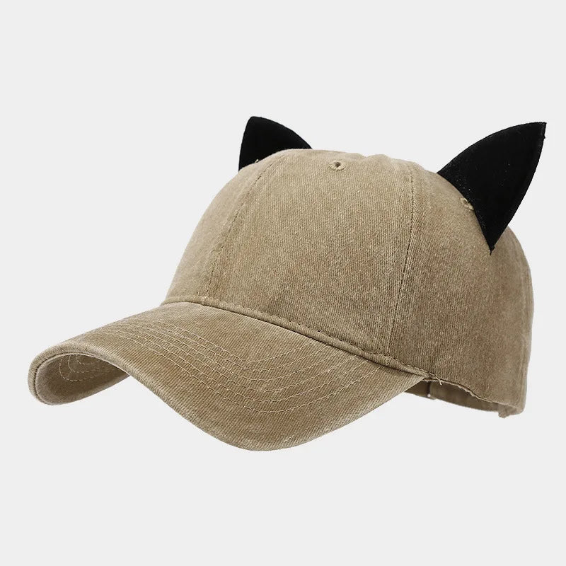 Cute cat ears baseball cap women summer soft top caps student couple personalized hat men hip hop streetwear