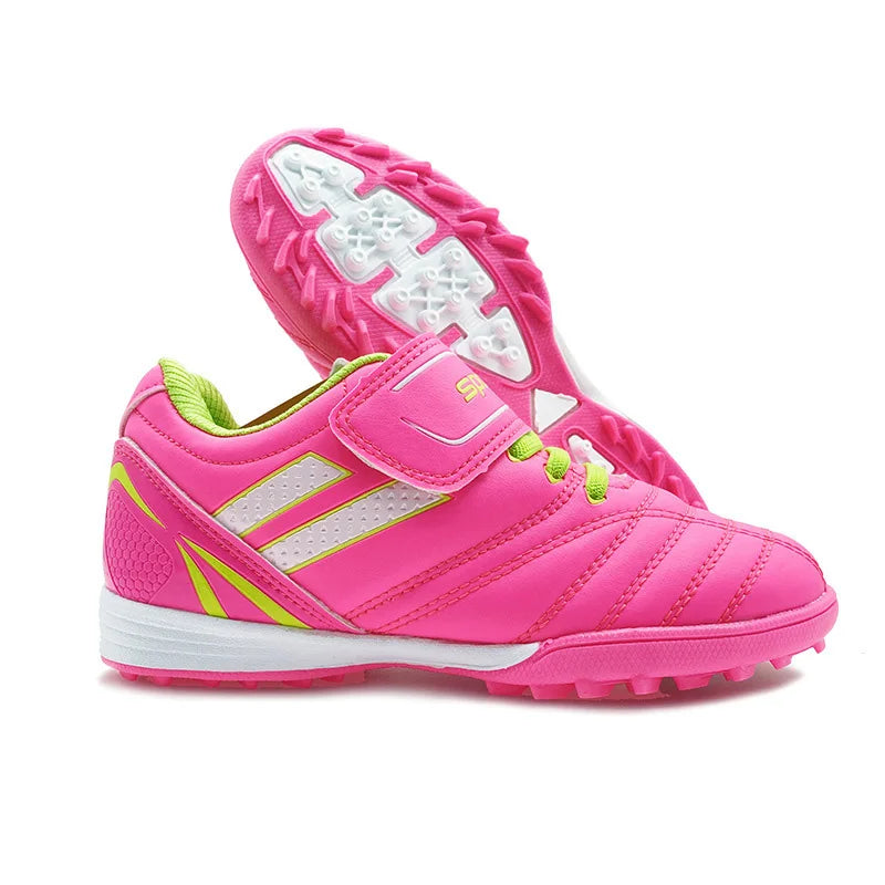 Chuteiras de futebol para criança menino/menina Tf com fecho de velcro, sem pitões, para lacrosse, iniciantes em críquete e basebol