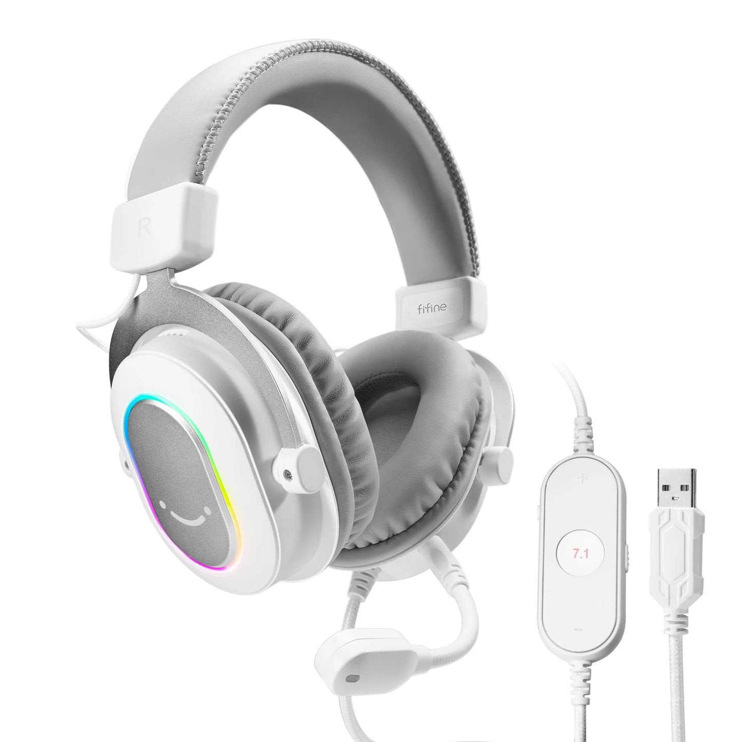 Cuffie gaming RGB dinamiche Fifine con microfono, over-ear, audio surround 7.1, PC PS4 PS5, 3 opzioni EQ Game Movie Music - H6