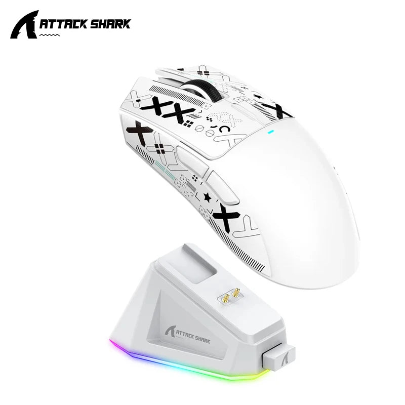 Attack Shark X11 Wireless Gaming Mouse with RGB Charging Dock, PAW3311 Sensor, 22000 DPI, Tri-Mode Bluetooth, 1000Hz Polling Rate Gaming Mouse