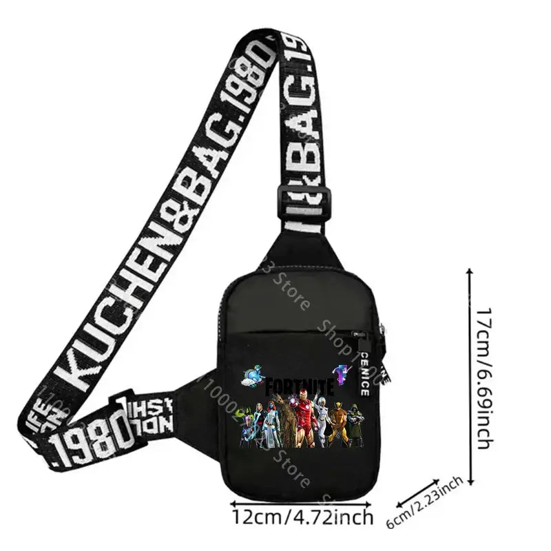 Fortnites Adult Shoulder Bag Sports Casual Lightweight Mini Phone Bags Cartoon Game Figure Printed Men Crossbody Chest Pack Gift