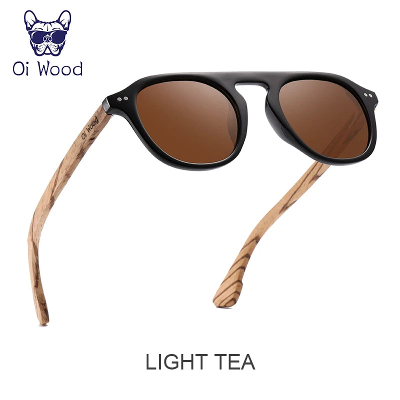 Oi Wood Brand Classic Sunglasses For Mem Women Polarized UV400 Protection Eyewear Wooden Black Glasses Zebra Wood