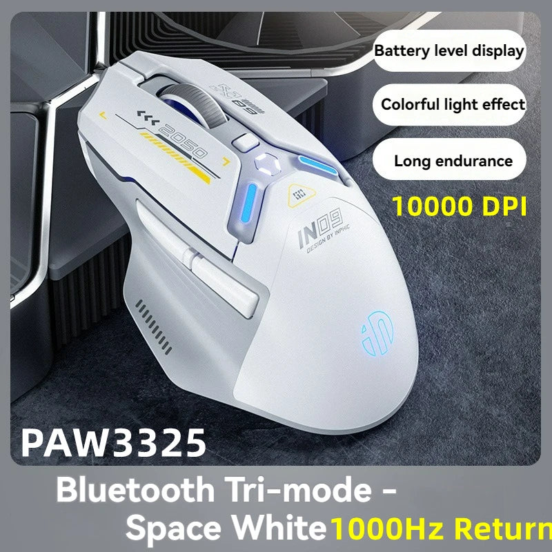 Tri-Mode Connection 10000DPI 2.4G Wireless Bluetooth Gaming Mouse PMW3325 RGB Light For PC Gaming Laptop and MAC