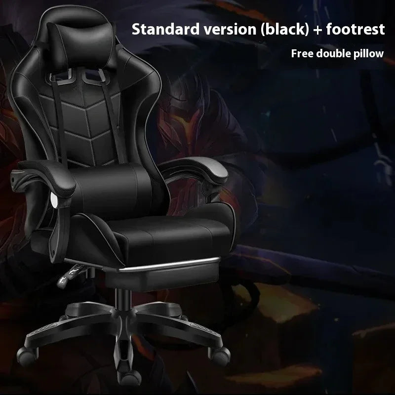 Ergonomic Gaming Chair with Reclining Backrest, Leather Computer Chair, Comfortable Swivel Office Gaming Chair with Adjustable Height & Armrests
