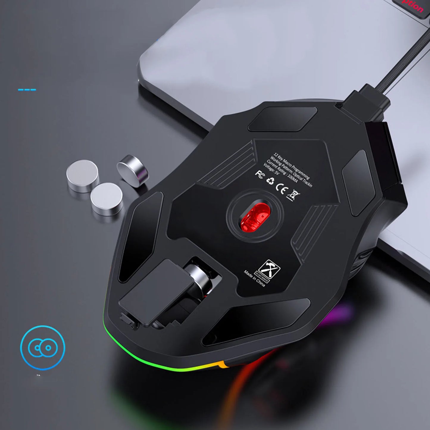 Herná myš 12800DPI RGB, káblová herná myš RGB, 12800DPI, 12 tlačidiel, definícia makier, náhradné príslušenstvo k počítaču