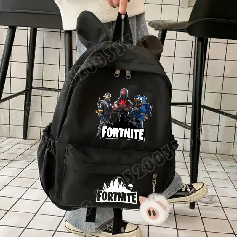 New Fortnite Cartoon Backpack Boy Girl Casual Schoolbag Large Capacity Student Bag Rabbit Ears Travel Backpack Stationary Gift