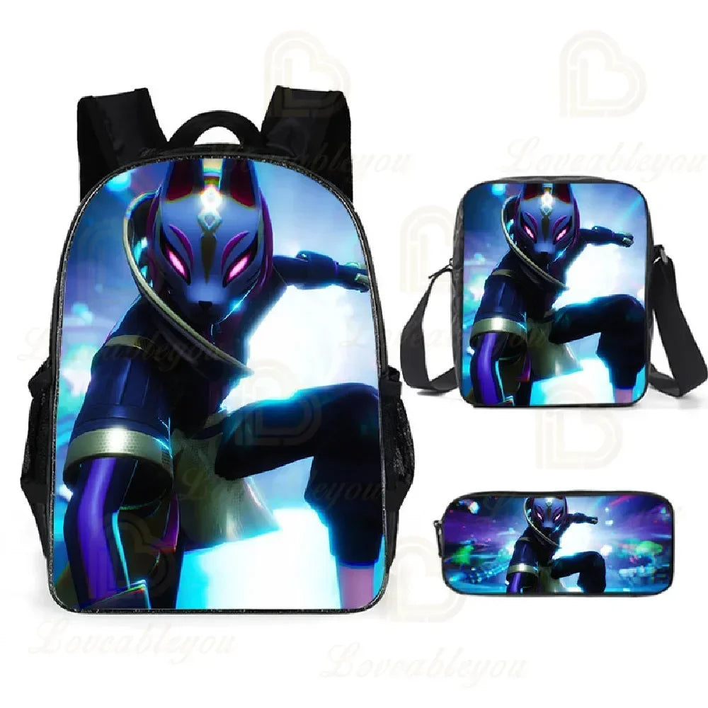 F-FORTNITE Battle Games Backpack for Children School Bag Boys Girls Primary Crossbody Pencil Case Kids Toddler Backpack