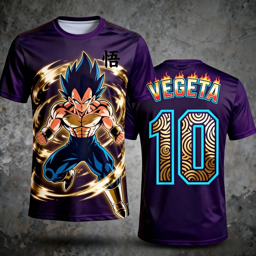 T-shirt de verão 2026 Dragon Ball para homem, respirável, com estampado 3D, casual, familiar, unissexo, para criança, jersey desportivo de futebol e treino