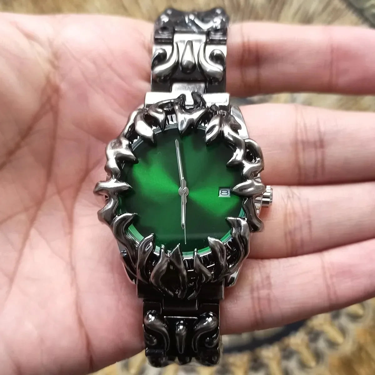 Fashion Y2K Antique Alabaster Quartz Watch Men Retro Black Strap Red Medieval Old Unique Creative Men Watches Luminous AAA Clock