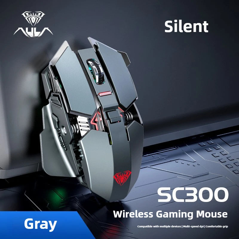 2025 Нова безжична гейминг мишка SC300 2.4G RGB 3200dpi, презареждаема, безшумна механична e-sports мишка за настолен компютър и лаптоп