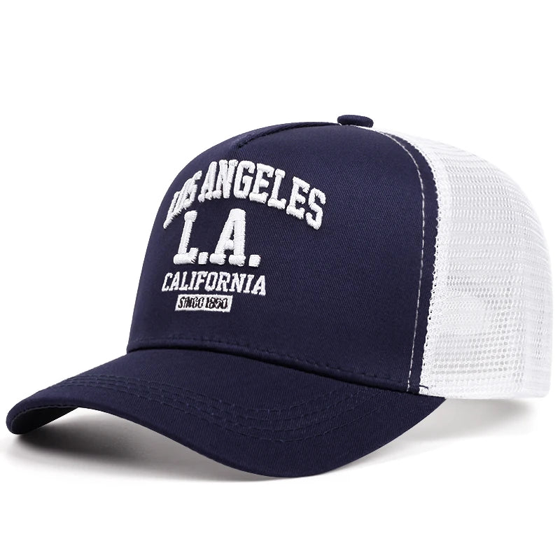LOS ANGELES embroidered men's and women's outdoor sports event cap American trucker net hat trend fashion