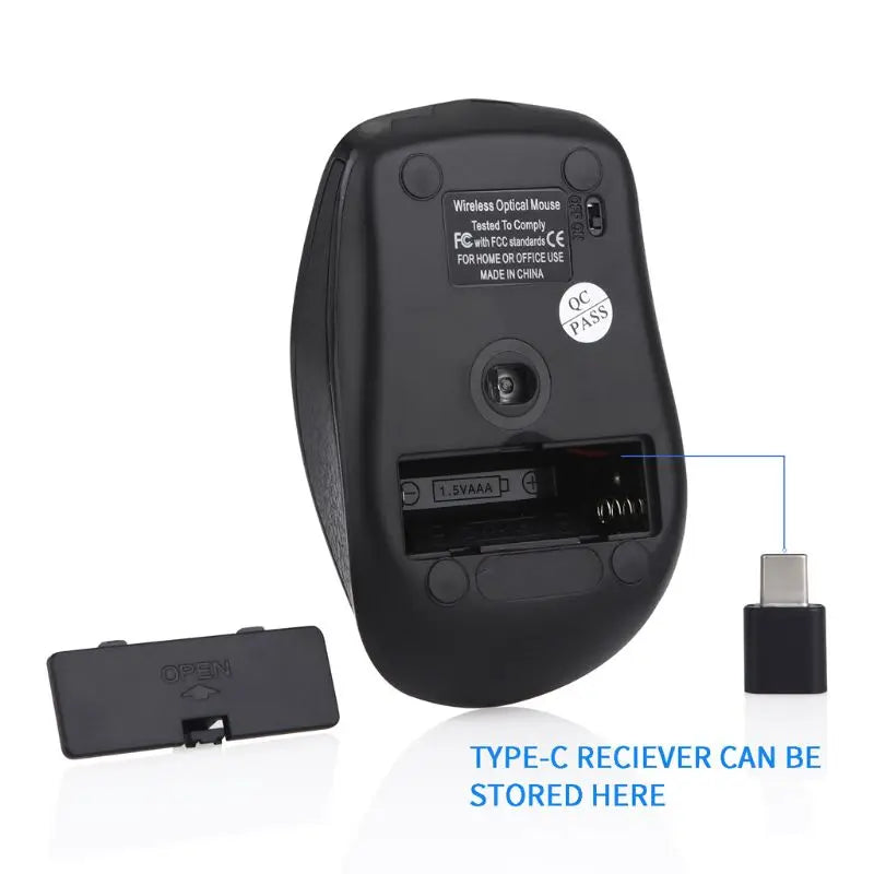 Wireless Ergonomic Mouse 2.4GHz USB Type-C Wireless Mouse, Adjustable 800/1200/1600 DPI Ergonomic Mouse for MacBook Pro, Laptop, PC & Office
