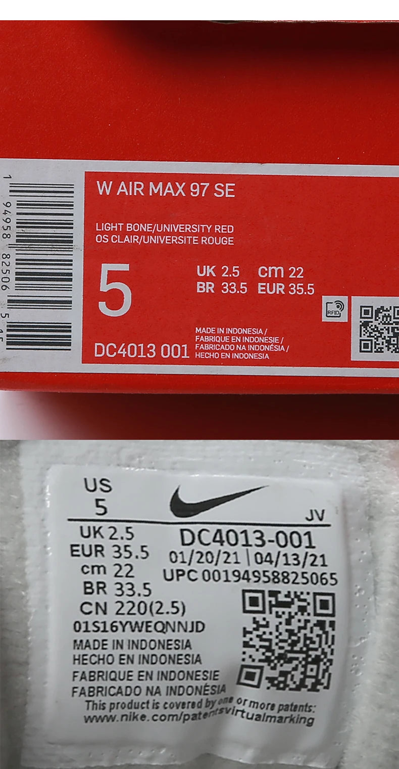 Zapatillas deportivas Nike genuinas AIR MAX 97 para mujer, de caña baja, con amortiguación de aire DC4013-001