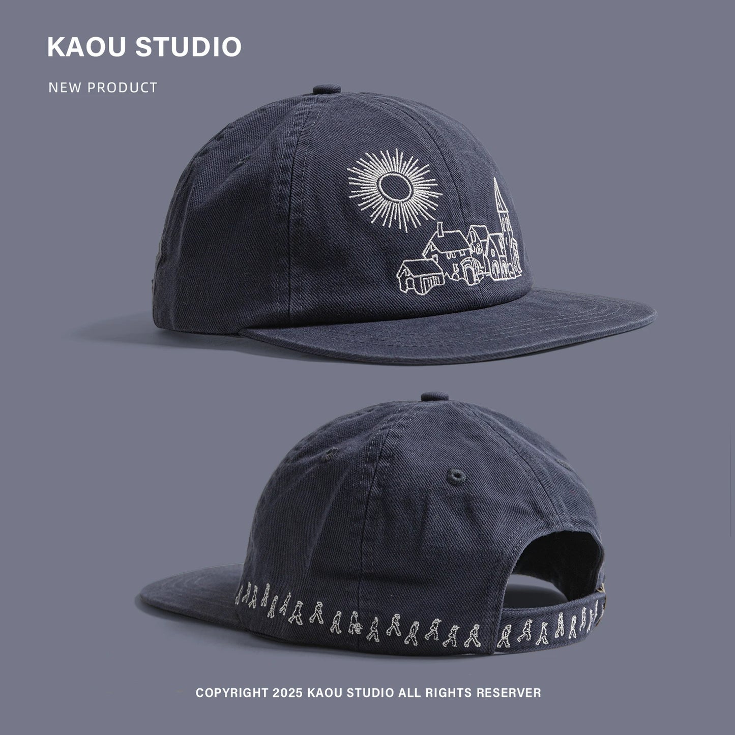 Heavy Embroidery Flat Brim Baseball Cap Niche Unisex Hip Hop Duckbill Cap Fashion Versatile