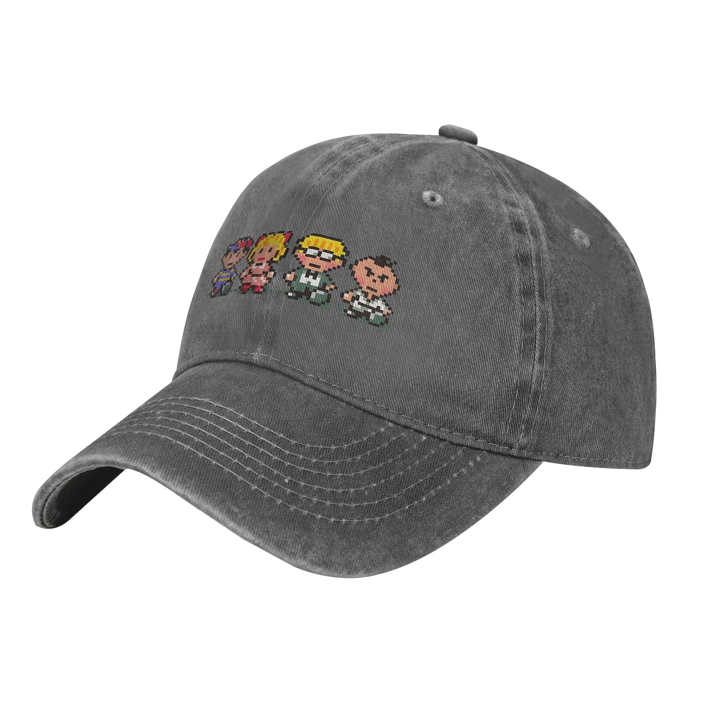 Earthbound Party Member Sprites Baseball Cap - Black Peaked Cap, Lightweight Polyester, Sports Style, Women's and Men's Cap, Par