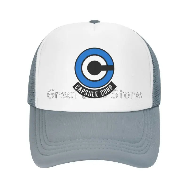 Capsule Corp Mesh Baseball Caps Unisex Hip-Hop Trucker Hat Anime DBZ Dad Hat Adjustable Racing Cap Summer Trucker Snapback Hats