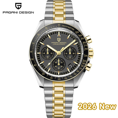 PAGANI DESIGN Planetary Series Saturn Light Tan  Quartz Watch Men Speed Chronograph AR Sapphire crystal Wristwatch Men 2026 New
