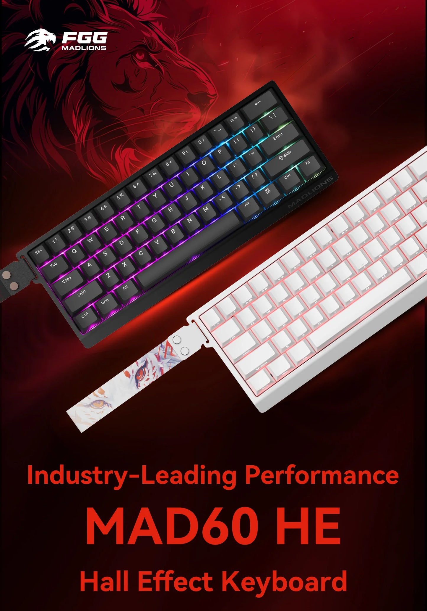 FGG MADLIONS MAD 60/68 HE Wired Gaming Keyboard Magnetic Switch 8K 60% Layout Hot Swappable Rapid Trigger RGB Custom Keyboard