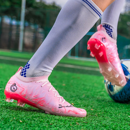 Chuteiras de Futebol Profissionais para Homem de Cano Alto, Pitons FG e TF, Ténis para Treinos e Jogos ao Ar Livre, Multicolor, Resistentes ao Desgaste