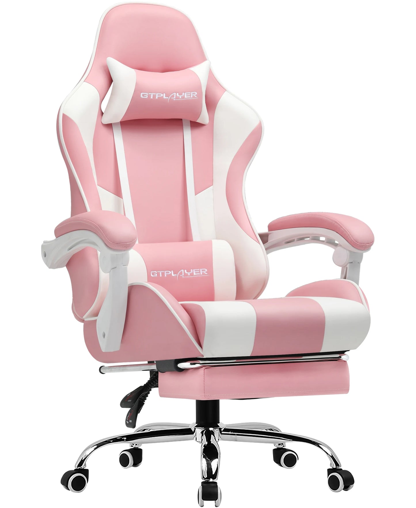 GTPLAYER Gaming chair with massage Lumin cushion & footrest, Ergonomic office chair with padded seat, swivel chair up to 150 kg