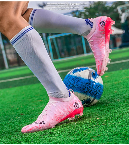 Chuteiras de Futebol Profissionais para Homem de Cano Alto, Pitons FG e TF, Ténis para Treinos e Jogos ao Ar Livre, Multicolor, Resistentes ao Desgaste