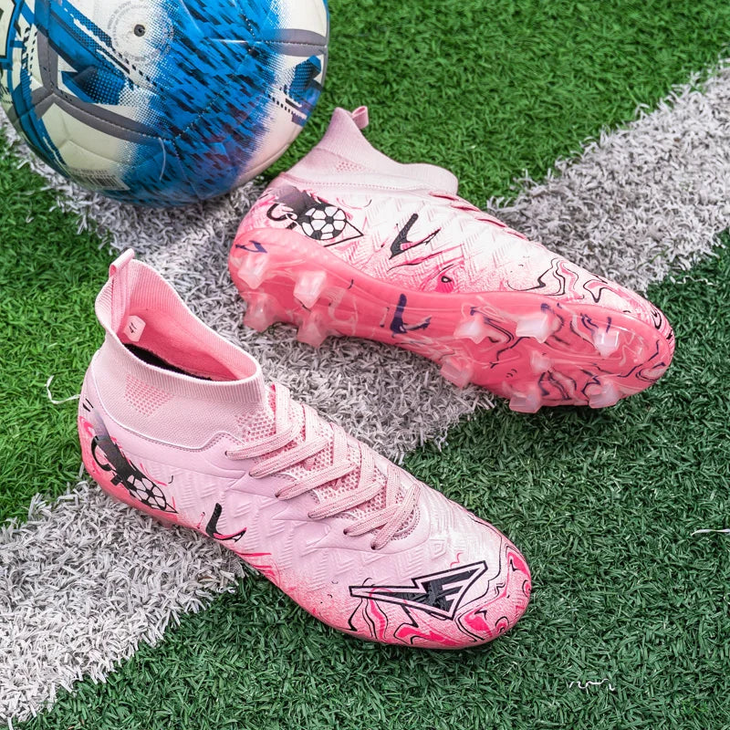 ro Performance HighCut Soccer Boots FG TF Studs Breathable Lightweight Cleats for Outdoor Grass and Turf Training Matches
