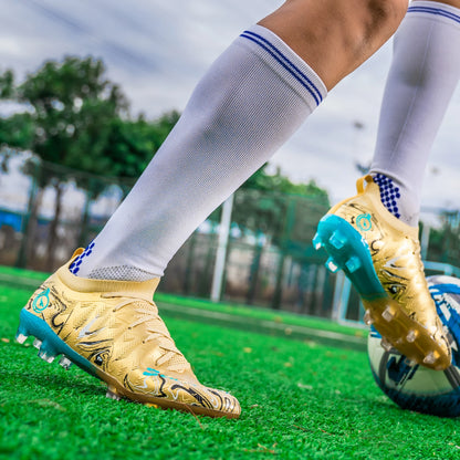 Chuteiras de Futebol Profissionais para Homem de Cano Alto, Pitons FG e TF, Ténis para Treinos e Jogos ao Ar Livre, Multicolor, Resistentes ao Desgaste