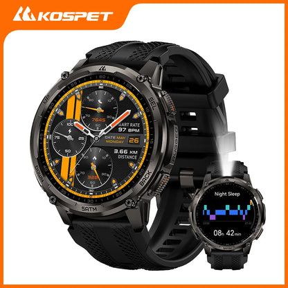 KOSPET TANK T4C Men's Outdoor Watch Rugged GPS  50M Waterproof Military Spec with Integrated Flashlight and Activity Tracking