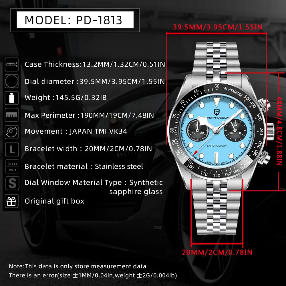 New PAGANI DESIGN 2026 Panda Retro Mens Watch Luxury Quartz Watch Men Speed Chronograph AR Sapphire Luminous Local Shipping