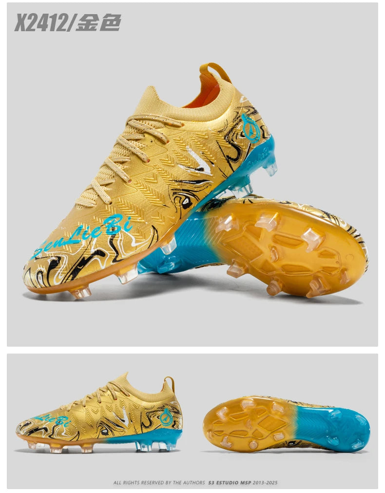 Chuteiras de Futebol Profissionais para Homem de Cano Alto, Pitons FG e TF, Ténis para Treinos e Jogos ao Ar Livre, Multicolor, Resistentes ao Desgaste
