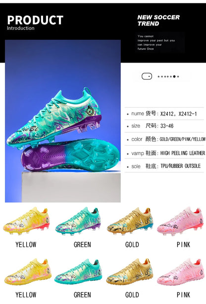 Chuteiras de Futebol Profissionais para Homem de Cano Alto, Pitons FG e TF, Ténis para Treinos e Jogos ao Ar Livre, Multicolor, Resistentes ao Desgaste