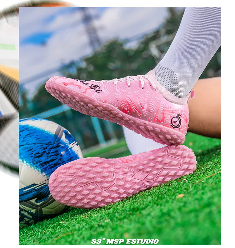 Chuteiras de Futebol Profissionais para Homem de Cano Alto, Pitons FG e TF, Ténis para Treinos e Jogos ao Ar Livre, Multicolor, Resistentes ao Desgaste