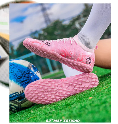 Chuteiras de Futebol Profissionais para Homem de Cano Alto, Pitons FG e TF, Ténis para Treinos e Jogos ao Ar Livre, Multicolor, Resistentes ao Desgaste