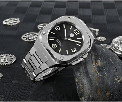 San Martin 40mm Classic Luxury Sport Watch Distinctive Square Case Stainless Steel Men Watch Automatic Mechanical 10 Bar SN0074