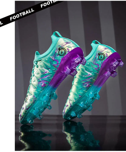 Chuteiras de Futebol Profissionais para Homem de Cano Alto, Pitons FG e TF, Ténis para Treinos e Jogos ao Ar Livre, Multicolor, Resistentes ao Desgaste