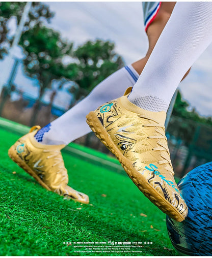 Chuteiras de Futebol Profissionais para Homem de Cano Alto, Pitons FG e TF, Ténis para Treinos e Jogos ao Ar Livre, Multicolor, Resistentes ao Desgaste