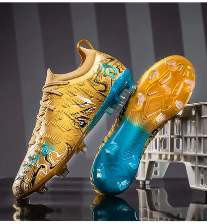 Chuteiras de Futebol Profissionais para Homem de Cano Alto, Pitons FG e TF, Ténis para Treinos e Jogos ao Ar Livre, Multicolor, Resistentes ao Desgaste