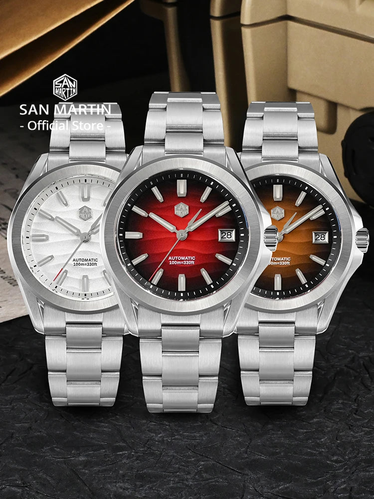 San Martin New Gada Watch 39mm Desert Texture Men Dress Watch NH35 Automatic Mechanical Sapphire Waterproof 100m Luminous SN0129