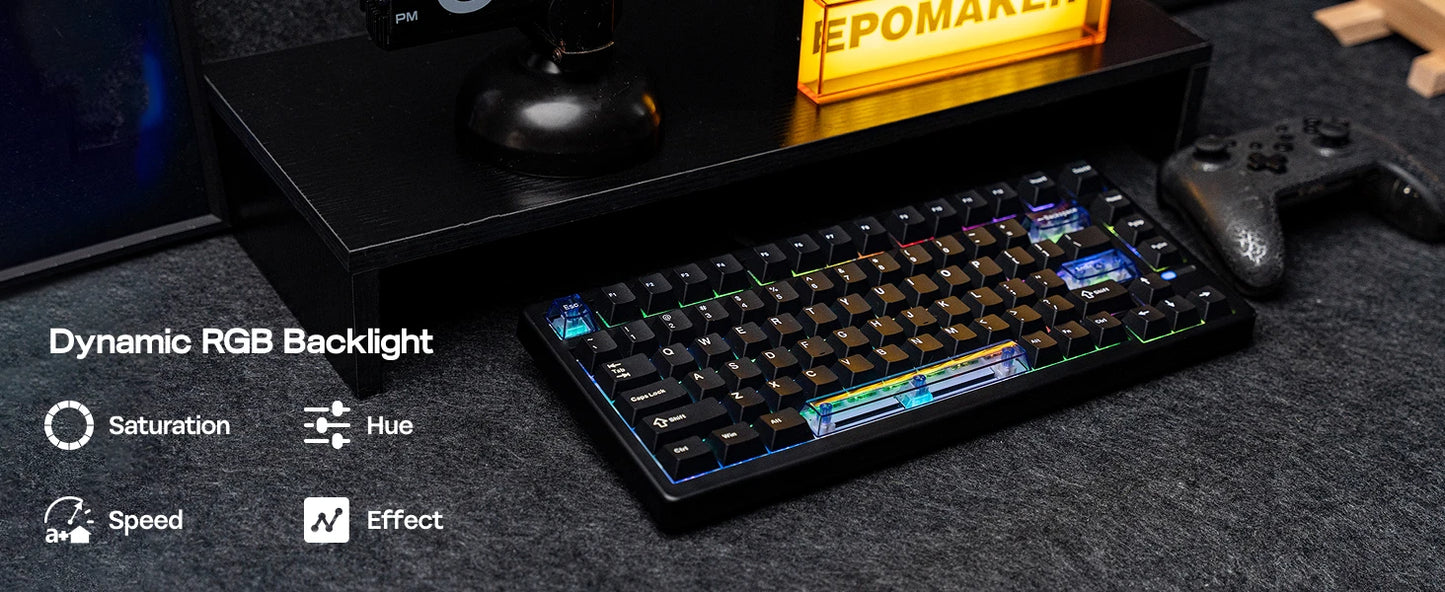 Tastiera meccanica magnetica EPOMAKER HE80 75% layout US QWERTY hot-swap Creamy Gasket cablata con effetto Hall, DKS SOCD per PC/Mac