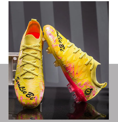 Chuteiras de Futebol Profissionais para Homem de Cano Alto, Pitons FG e TF, Ténis para Treinos e Jogos ao Ar Livre, Multicolor, Resistentes ao Desgaste