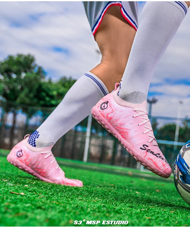 Chuteiras de Futebol Profissionais para Homem de Cano Alto, Pitons FG e TF, Ténis para Treinos e Jogos ao Ar Livre, Multicolor, Resistentes ao Desgaste
