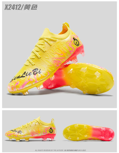 Chuteiras de Futebol Profissionais para Homem de Cano Alto, Pitons FG e TF, Ténis para Treinos e Jogos ao Ar Livre, Multicolor, Resistentes ao Desgaste