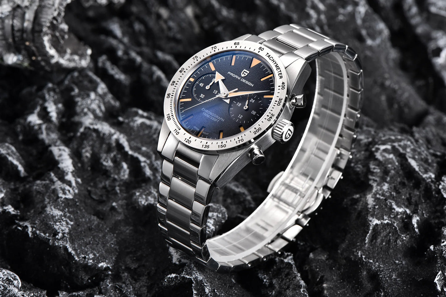 PAGANI DESIGN 2024 New Wide arrow Moon Men's Watches Luxury Quartz Watch For Men Sport Retro Chronograph VK64 AR Sapphire glass