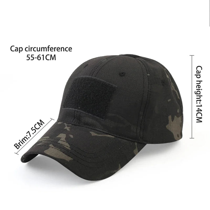 Camouflage baseball cap, outdoor sports adjustable quick-buckle sun hat, unisex