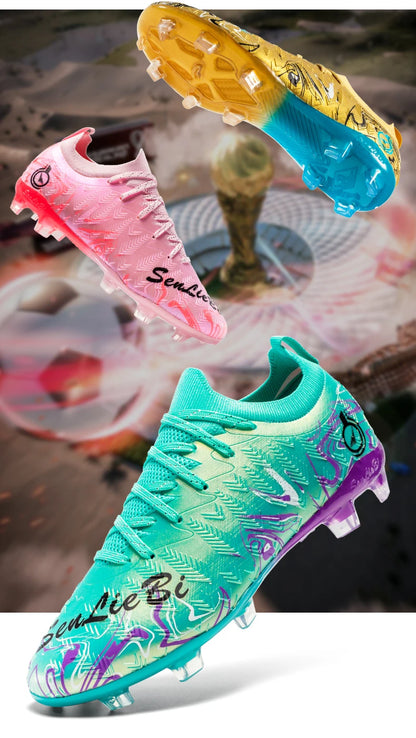 Chuteiras de Futebol Profissionais para Homem de Cano Alto, Pitons FG e TF, Ténis para Treinos e Jogos ao Ar Livre, Multicolor, Resistentes ao Desgaste
