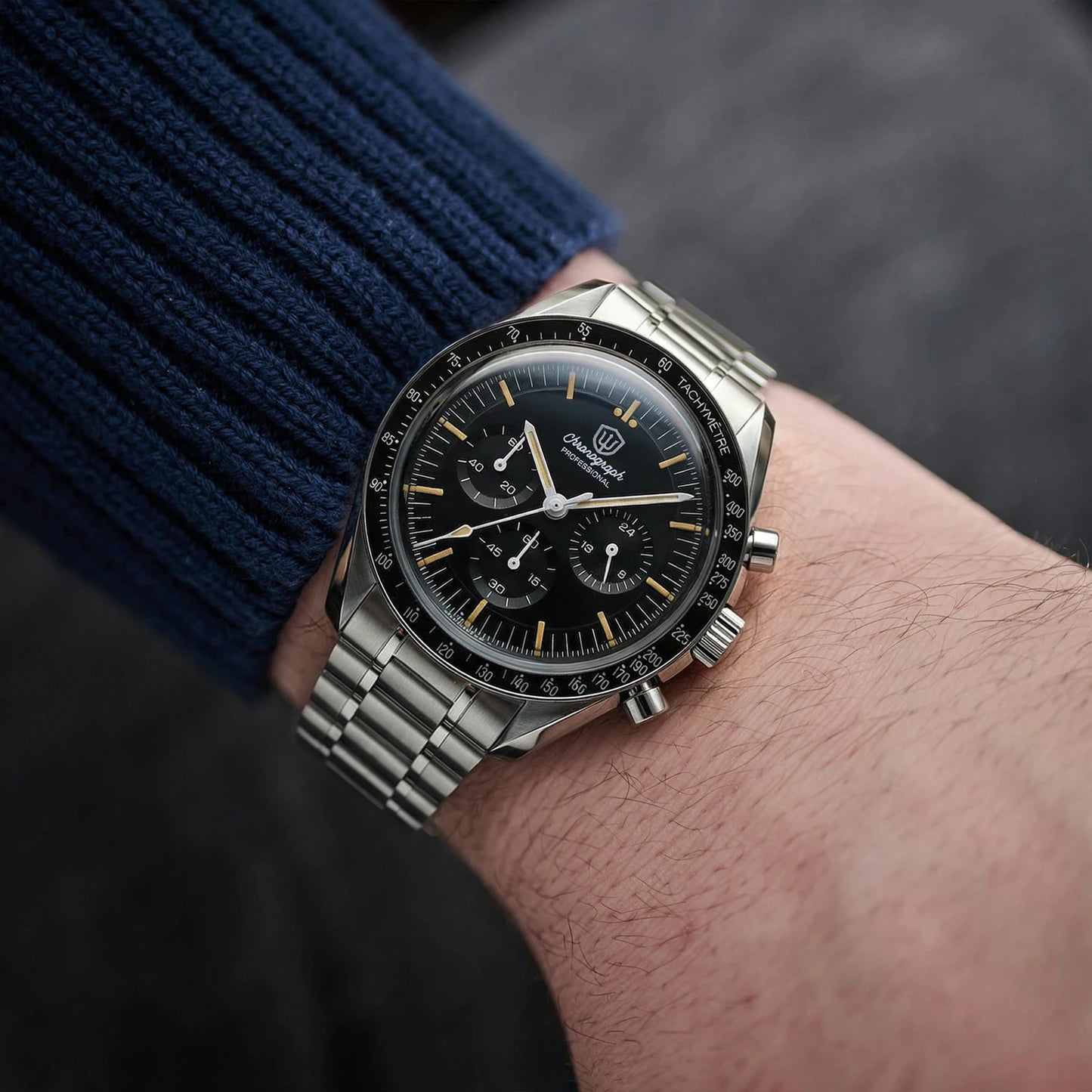 Watchdives WD1863 Watch VK63 Quartz Chronograph Movement Bubble Sapphire Crystal 100m Waterproof Luminous 39mm Vintage Watches