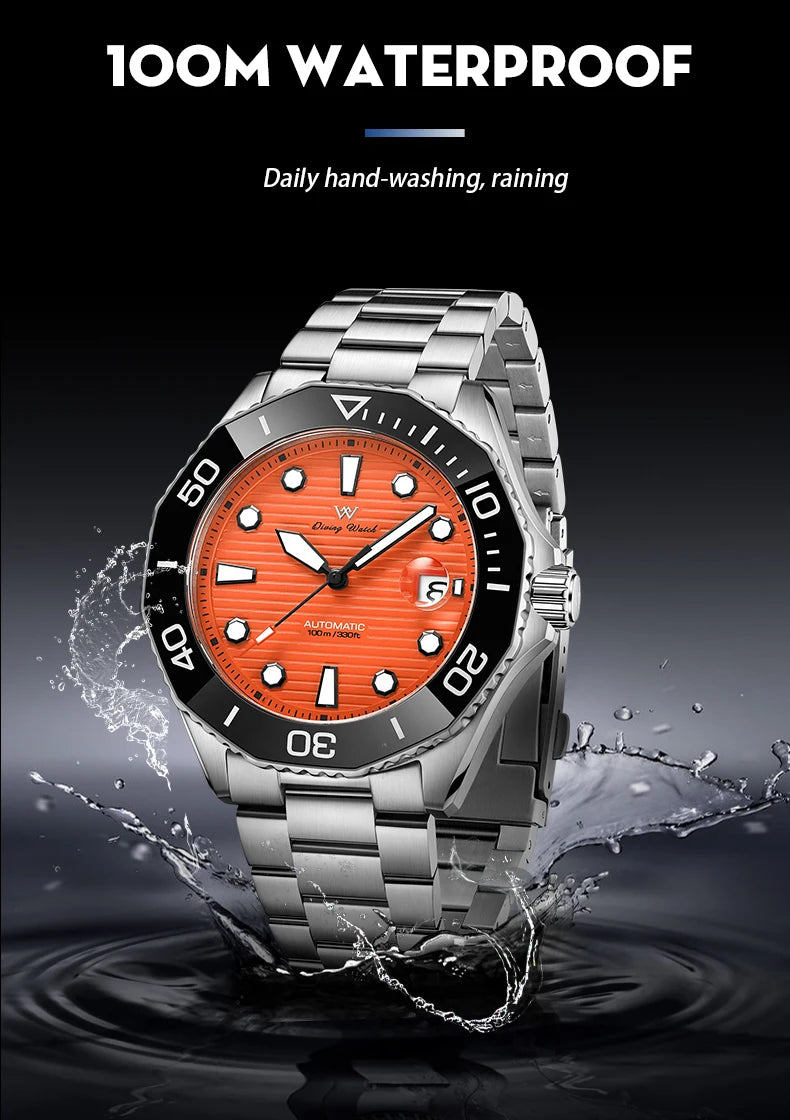 WM Watch Automatic Mechanical Watches Ceramic Bezel Anti-reflective Coating 100 Water Resistant Sapphire Welly Merck Watch 189M