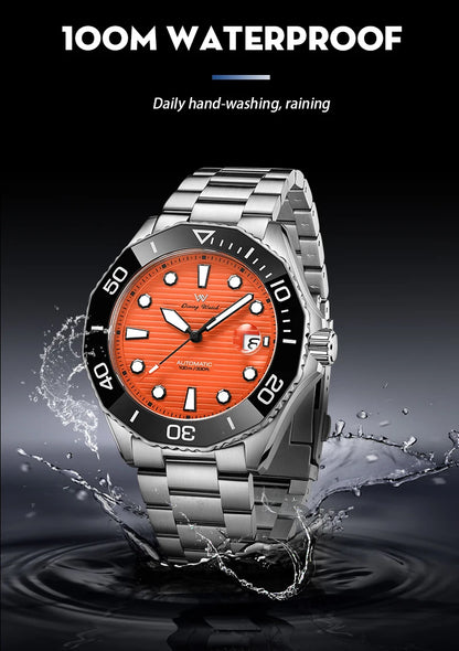 WM Watch Automatic Mechanical Watches Ceramic Bezel Anti-reflective Coating 100 Water Resistant Sapphire Welly Merck Watch 189M