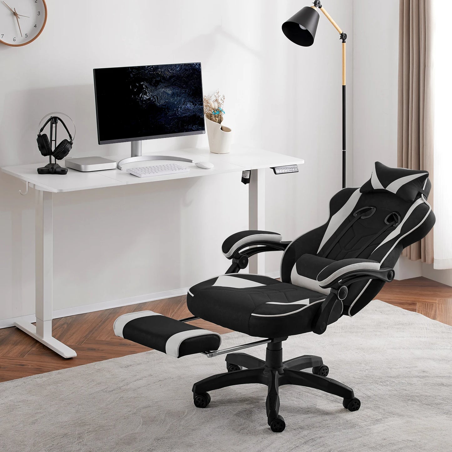 WOLTU Executive Office Chair Breathable Gaming Chair Ergonomic Gamer Computer Chair with Lumbar Cushion Headrest Footrest